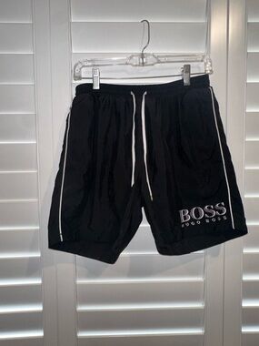Hugo Boss Black Elastic Waist Athletic Shorts with Subtle Logo